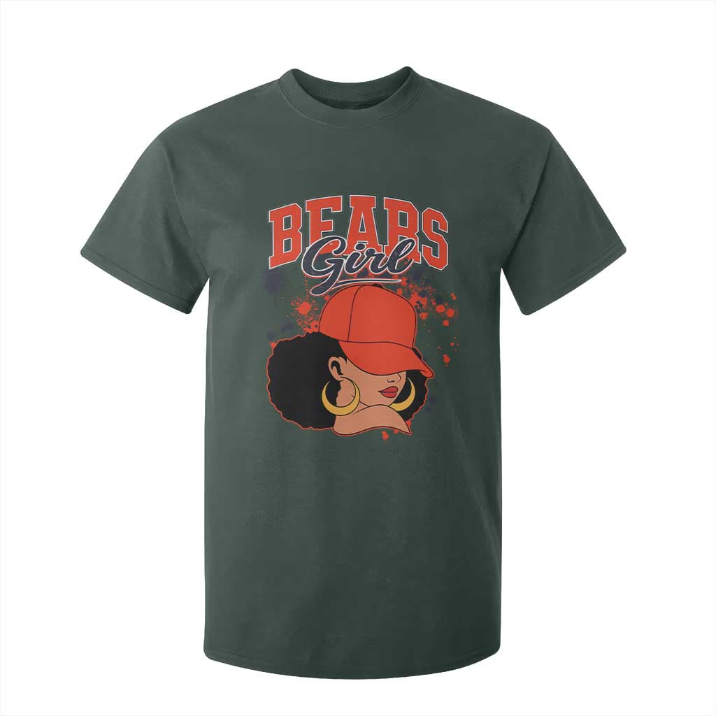 Bears Girl T Shirt For Kid Sports Fan Team Spirit Black Girls TS10 Dark Forest Green Print Your Wear