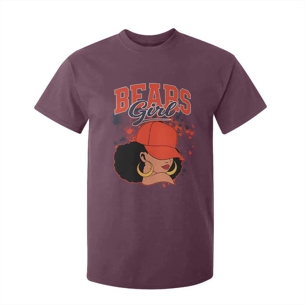 Bears Girl T Shirt For Kid Sports Fan Team Spirit Black Girls TS10 Maroon Print Your Wear