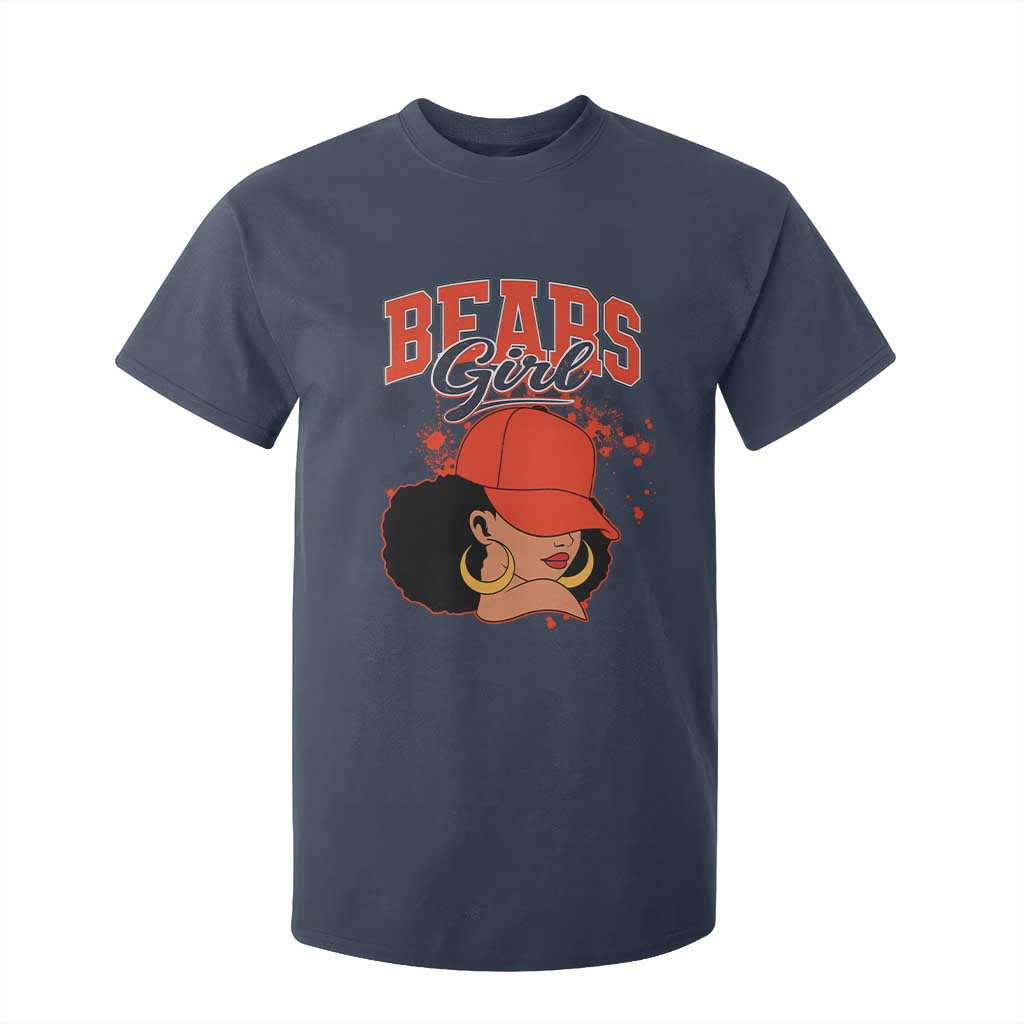 Bears Girl T Shirt For Kid Sports Fan Team Spirit Black Girls TS10 Navy Print Your Wear