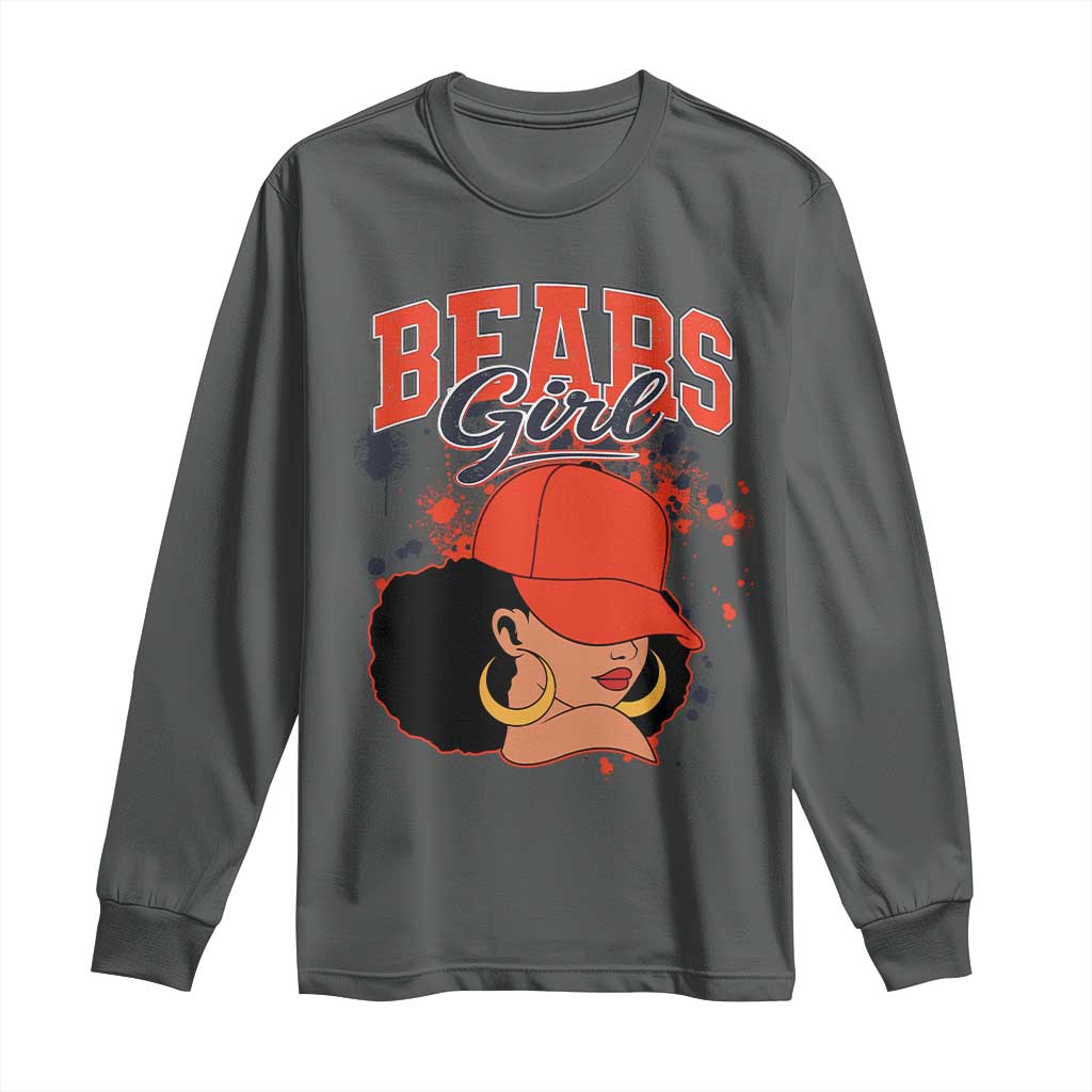 Bears Girl Long Sleeve Shirt Sports Fan Team Spirit Black Girls TS10 Dark Heather Print Your Wear