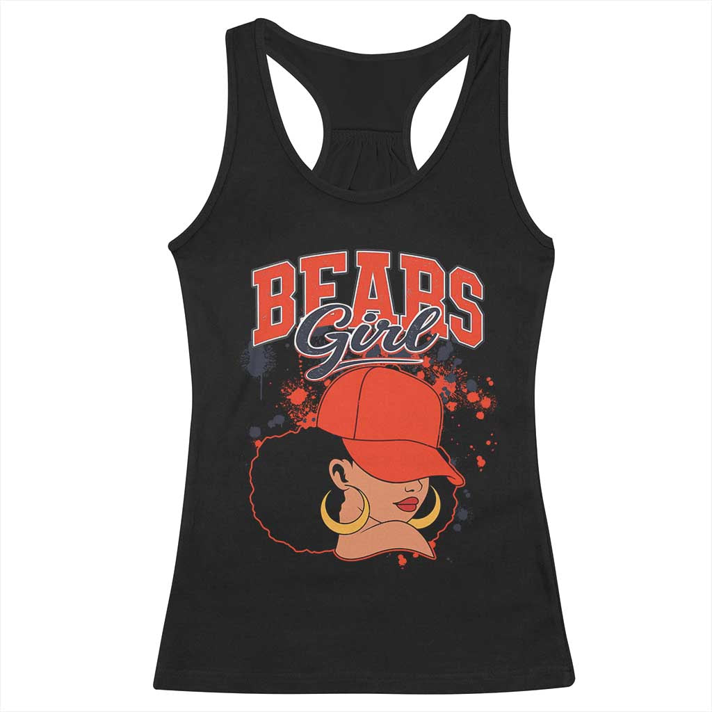 Bears Girl Racerback Tank Top Sports Fan Team Spirit Black Girls TS10 Black Print Your Wear