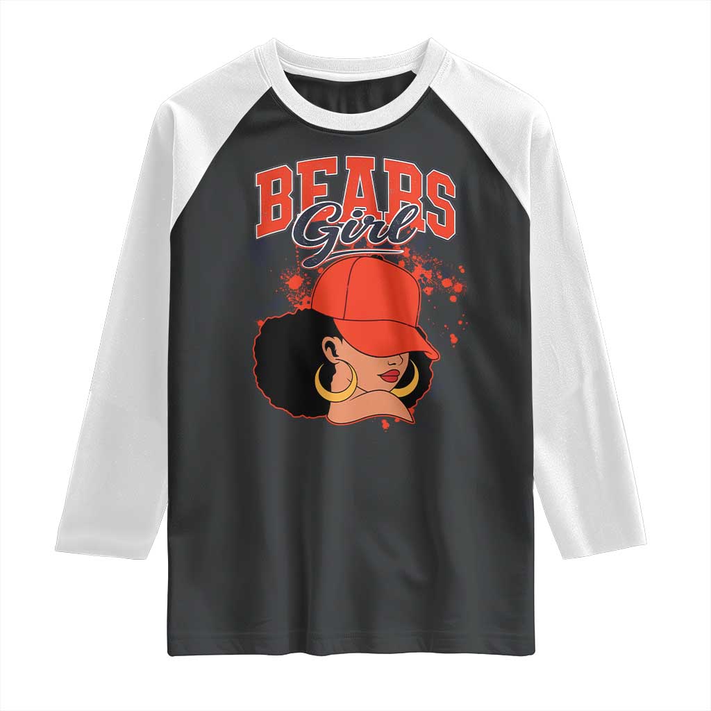 Bears Girl Raglan Shirt Sports Fan Team Spirit Black Girls TS10 Black White Print Your Wear