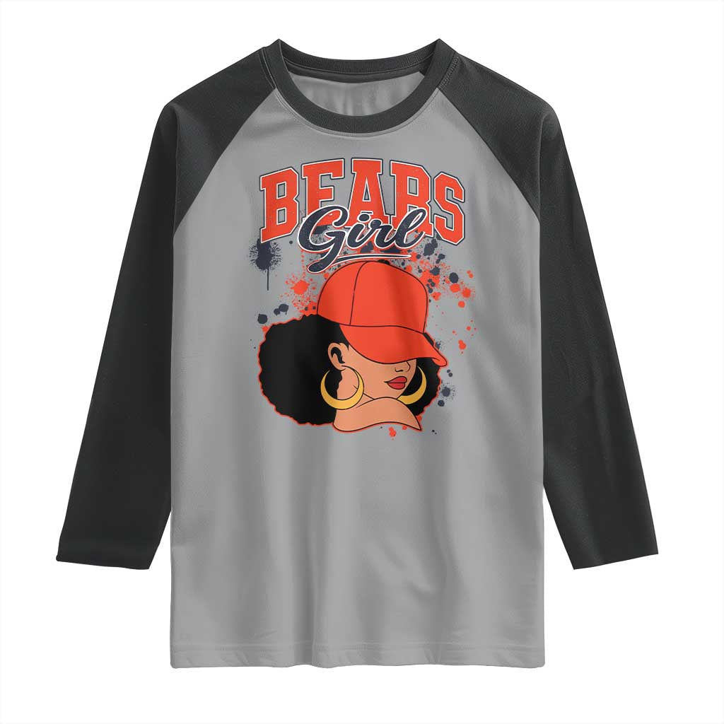 Bears Girl Raglan Shirt Sports Fan Team Spirit Black Girls TS10 Sport Gray Black Print Your Wear