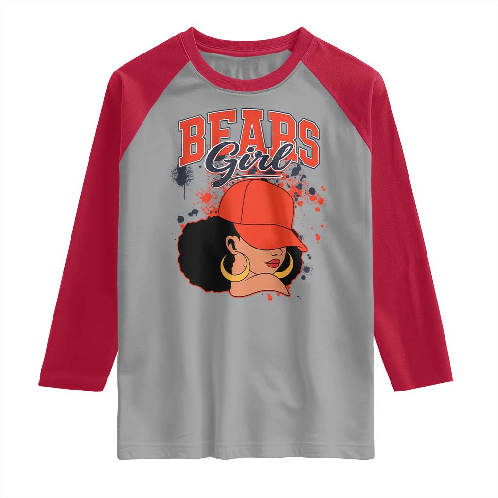 Bears Girl Raglan Shirt Sports Fan Team Spirit Black Girls TS10 Sport Gray Red Print Your Wear