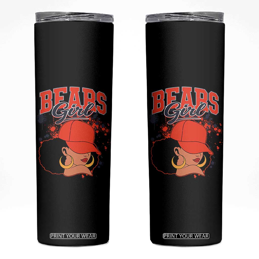 Bears Girl Skinny Tumbler Sports Fan Team Spirit Black Girls TS10 Black Print Your Wear