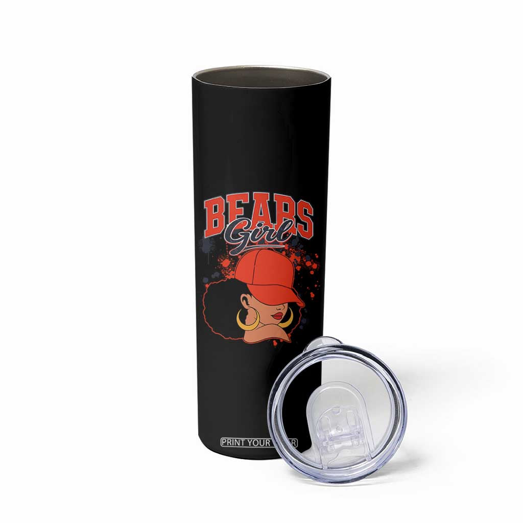 Bears Girl Skinny Tumbler Sports Fan Team Spirit Black Girls TS10 Print Your Wear