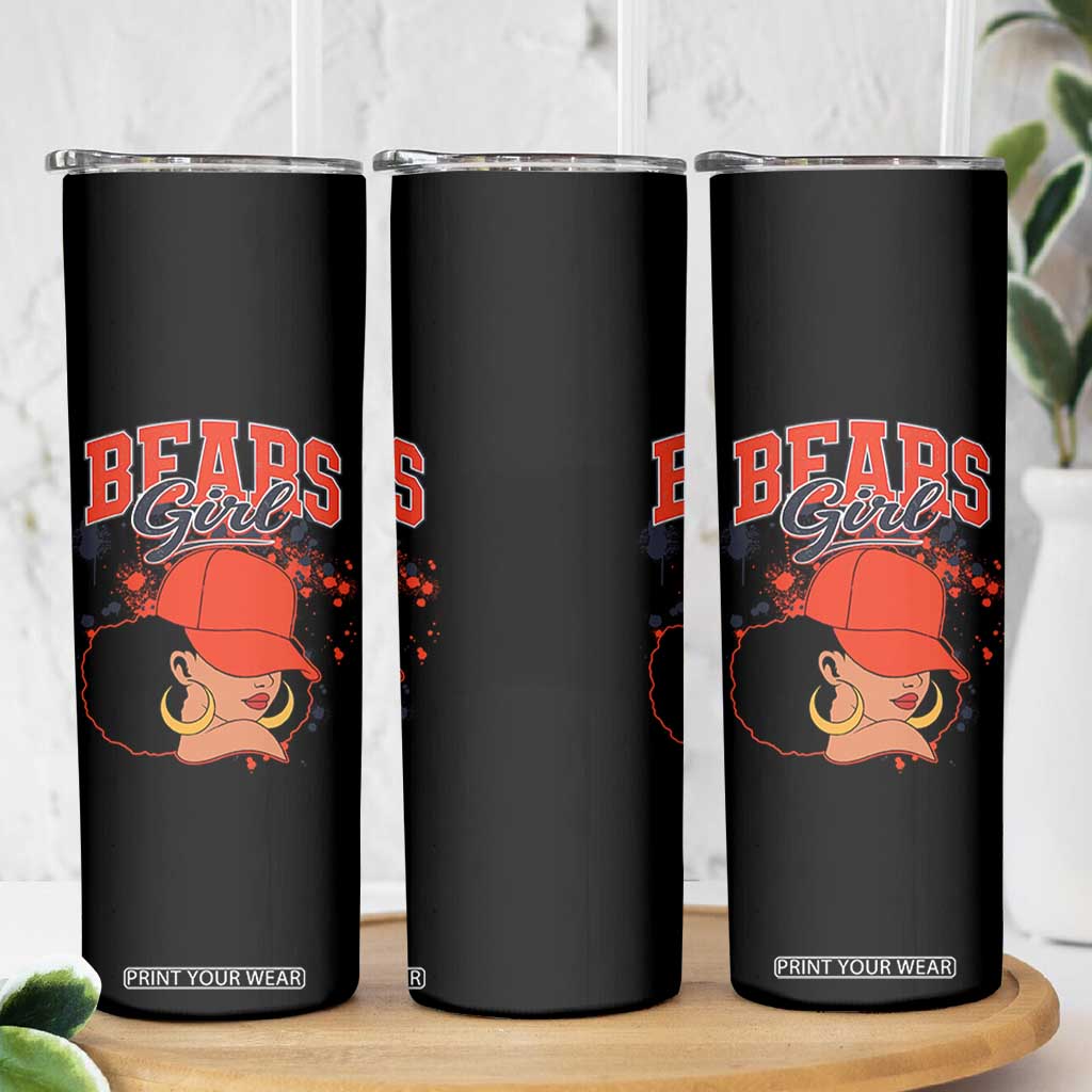 Bears Girl Skinny Tumbler Sports Fan Team Spirit Black Girls TS10 Print Your Wear