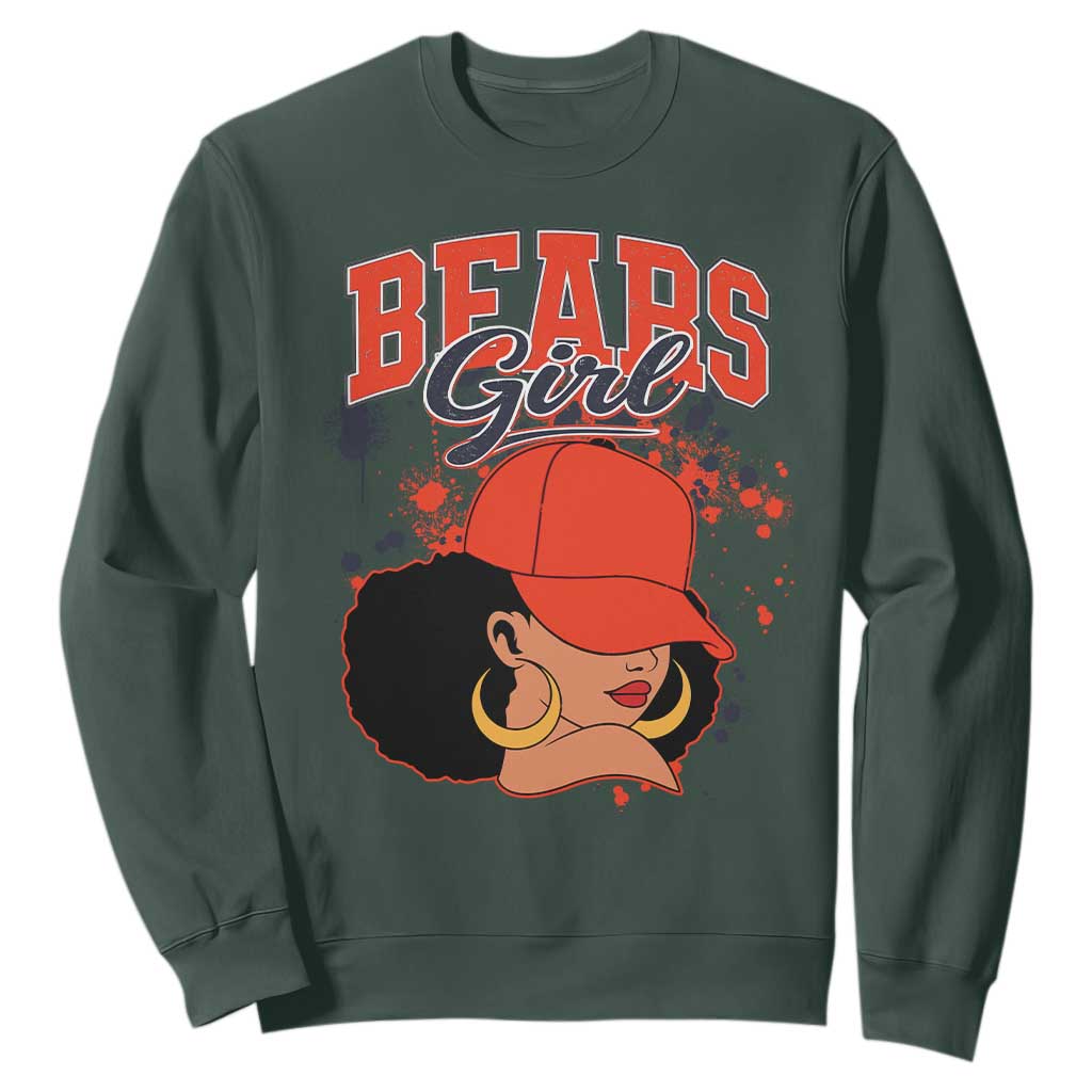 Bears Girl Sweatshirt Sports Fan Team Spirit Black Girls TS10 Dark Forest Green Print Your Wear