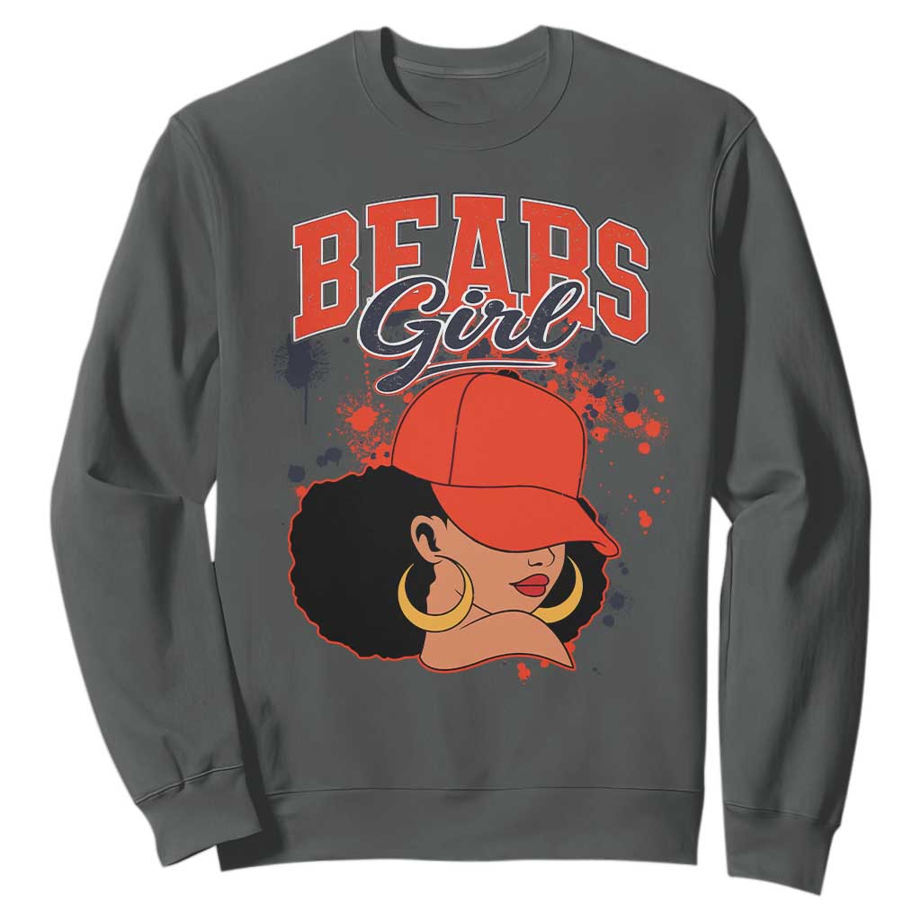Bears Girl Sweatshirt Sports Fan Team Spirit Black Girls TS10 Dark Heather Print Your Wear