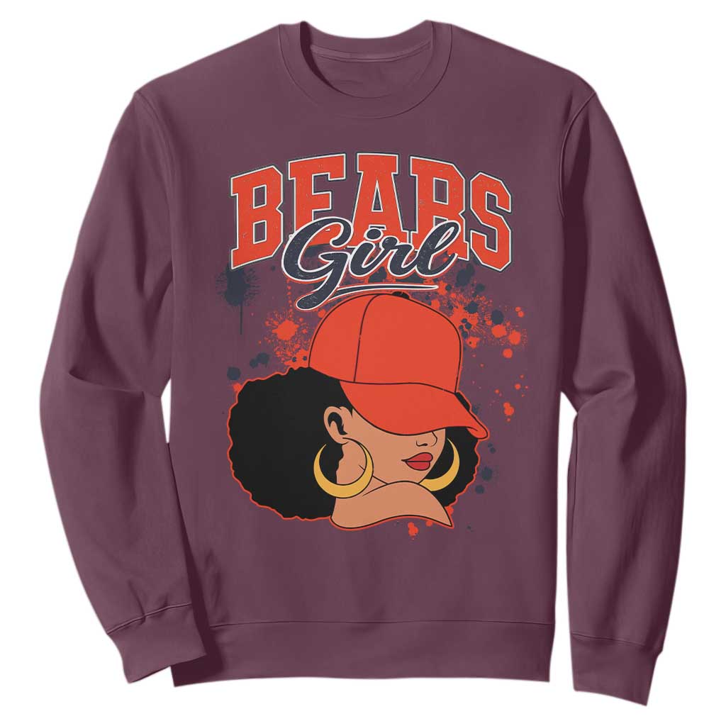 Bears Girl Sweatshirt Sports Fan Team Spirit Black Girls TS10 Maroon Print Your Wear