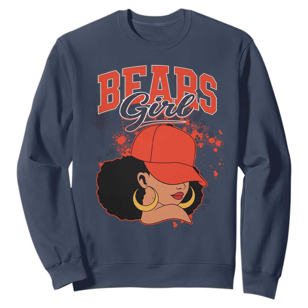 Bears Girl Sweatshirt Sports Fan Team Spirit Black Girls TS10 Navy Print Your Wear