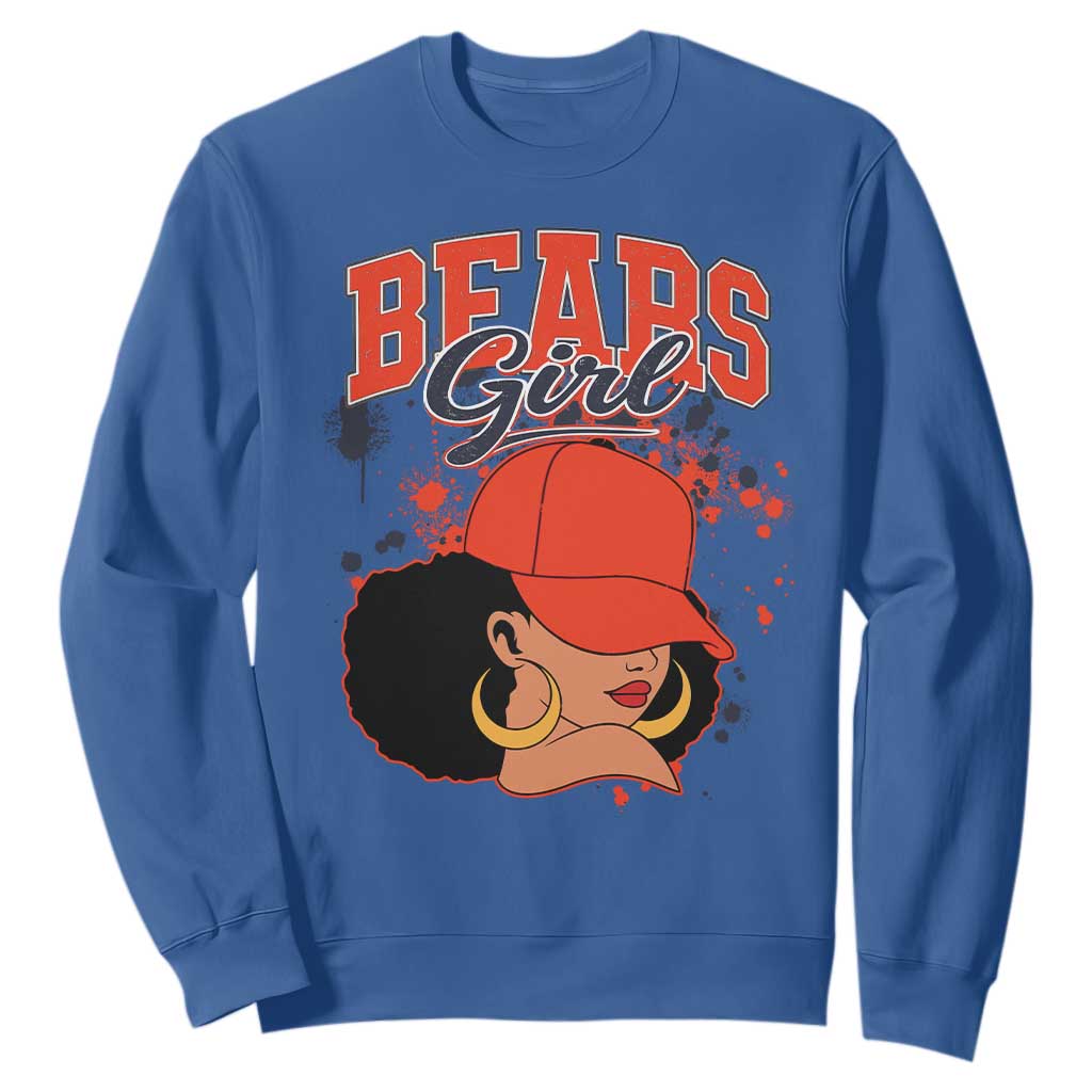 Bears Girl Sweatshirt Sports Fan Team Spirit Black Girls TS10 Royal Blue Print Your Wear