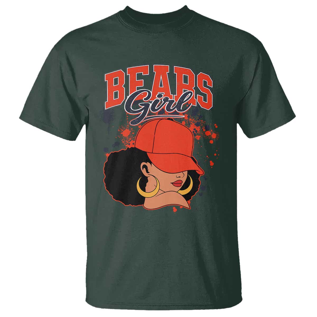 Bears Girl T Shirt Sports Fan Team Spirit Black Girls TS10 Dark Forest Green Print Your Wear
