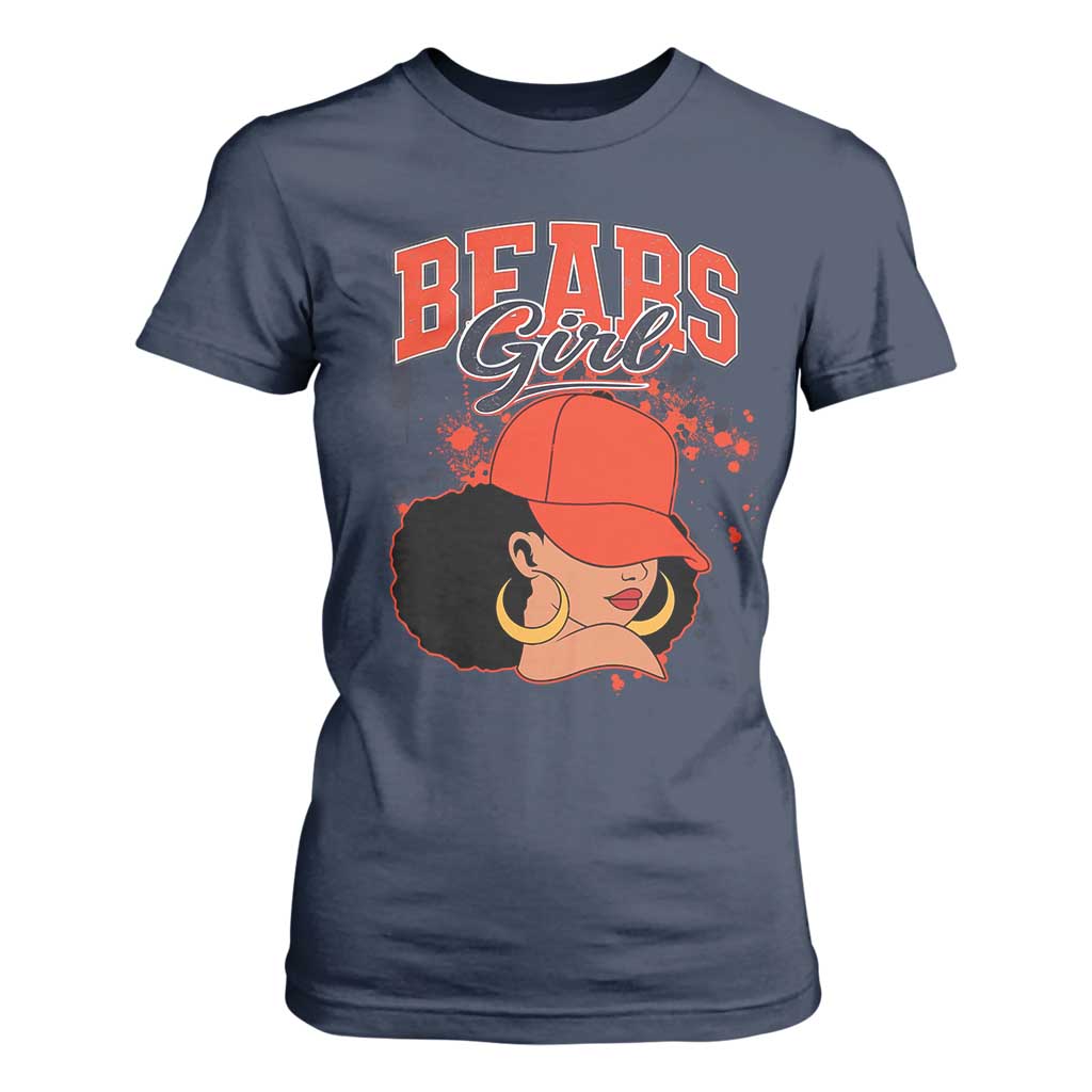 Bears Girl T Shirt For Women Sports Fan Team Spirit Black Girls TS10 Navy Print Your Wear