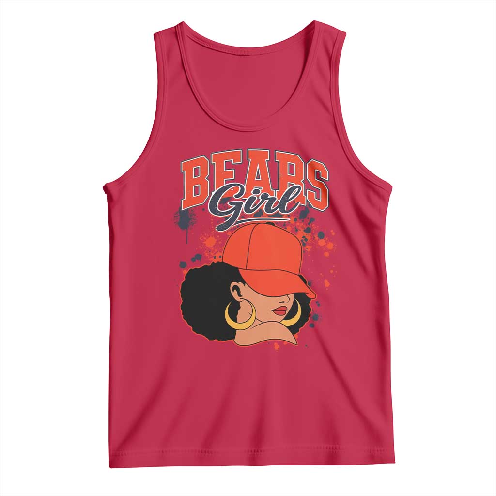 Bears Girl Tank Top Sports Fan Team Spirit Black Girls TS10 Red Print Your Wear