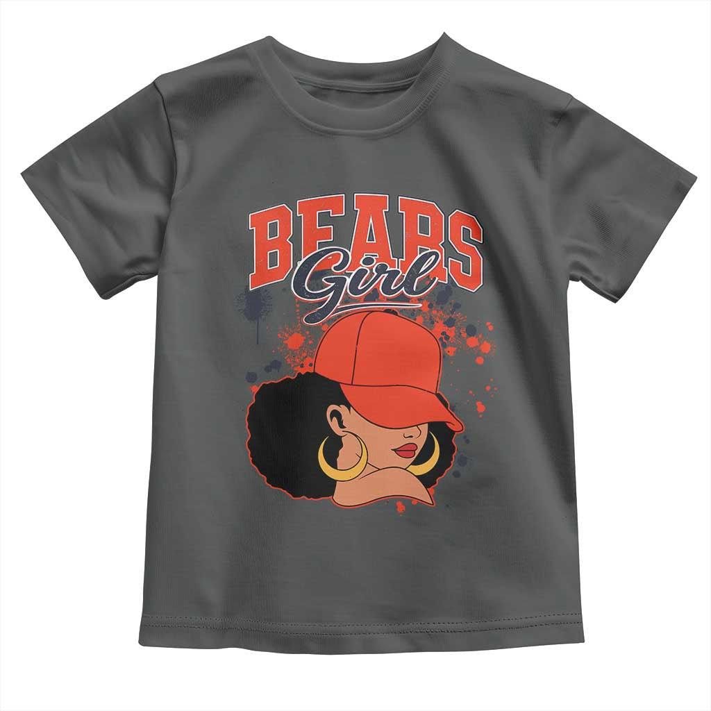 Bears Girl Toddler T Shirt Sports Fan Team Spirit Black Girls TS10 Dark Heather Print Your Wear