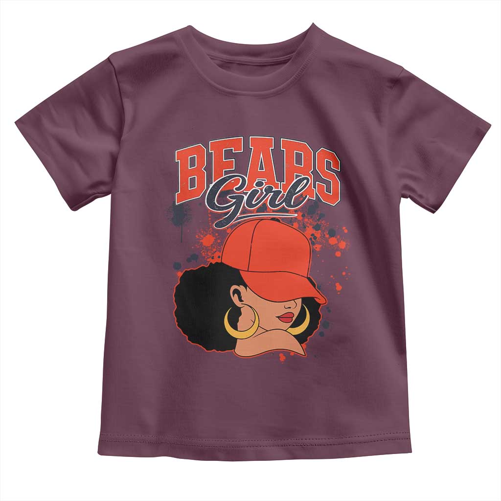 Bears Girl Toddler T Shirt Sports Fan Team Spirit Black Girls TS10 Maroon Print Your Wear