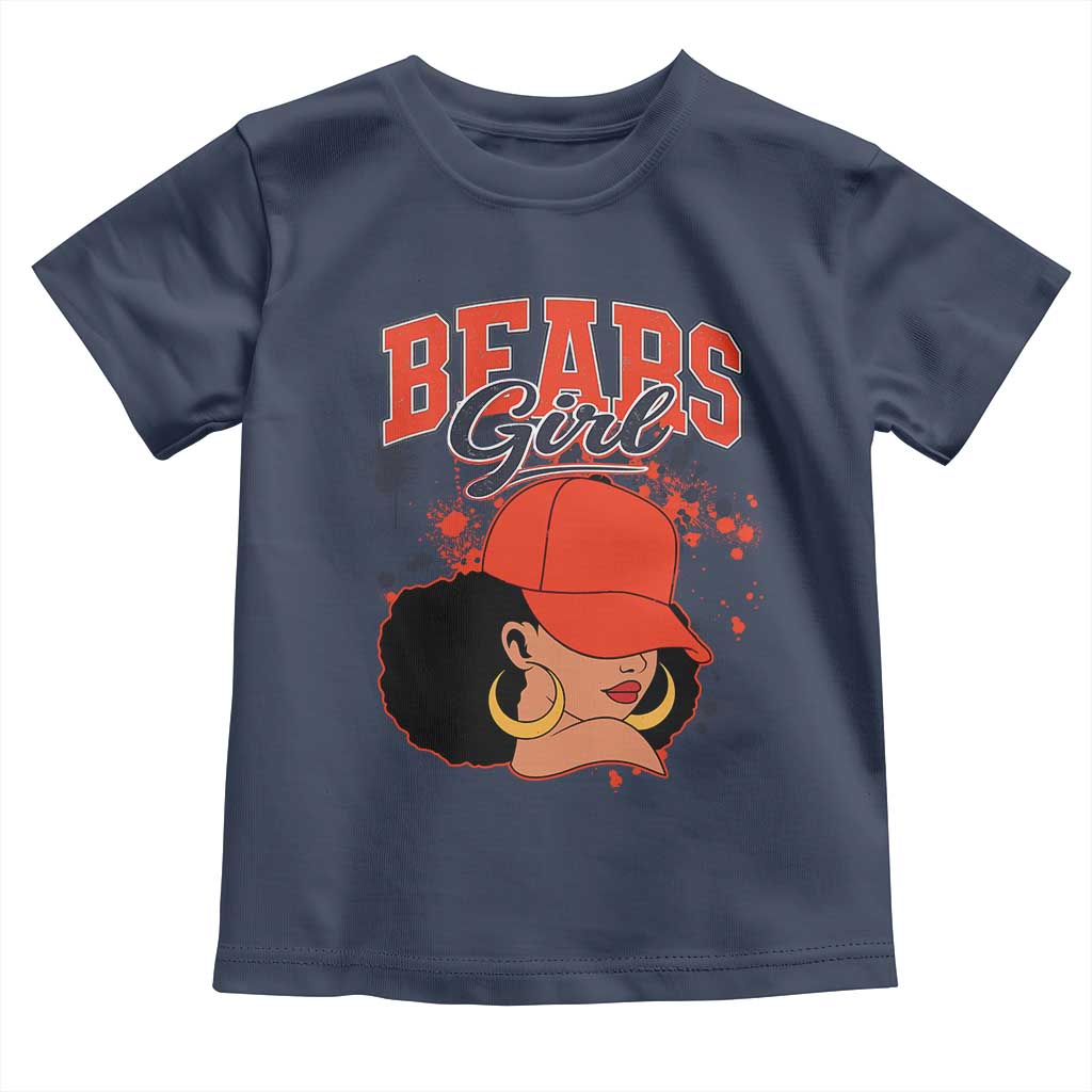 Bears Girl Toddler T Shirt Sports Fan Team Spirit Black Girls TS10 Navy Print Your Wear