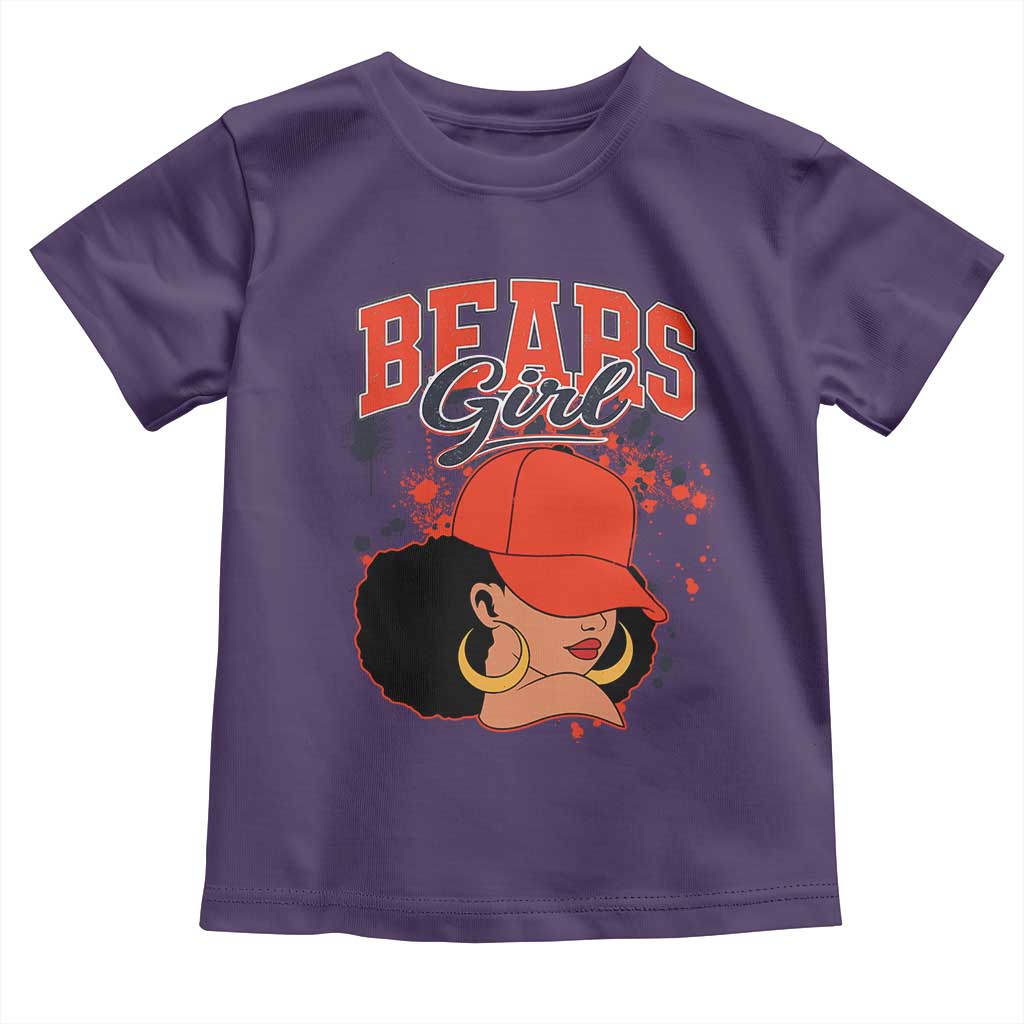 Bears Girl Toddler T Shirt Sports Fan Team Spirit Black Girls TS10 Purple Print Your Wear