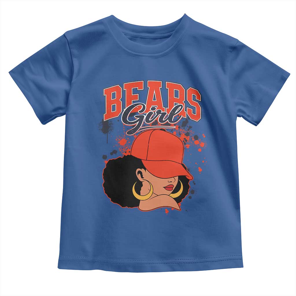 Bears Girl Toddler T Shirt Sports Fan Team Spirit Black Girls TS10 Royal Blue Print Your Wear