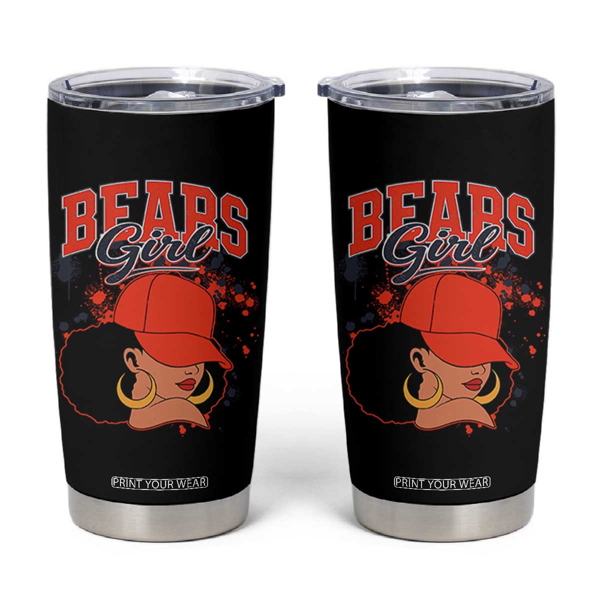 Bears Girl Tumbler Cup Sports Fan Team Spirit Black Girls TS10 Black Print Your Wear
