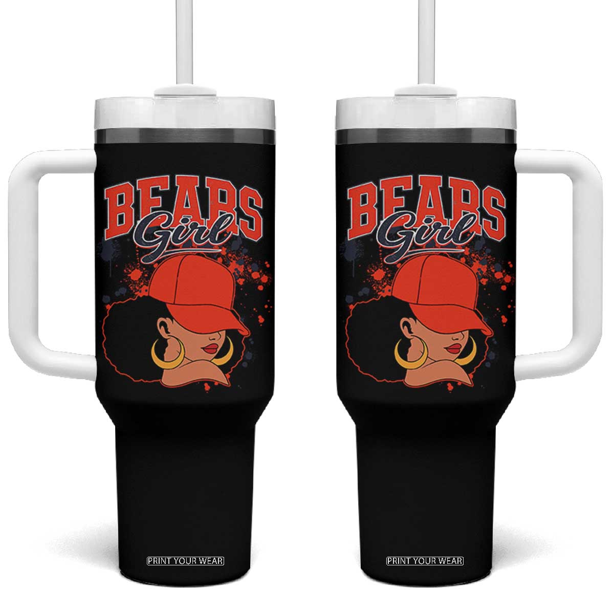 CFB Girl Tumbler With Handle Sports Fan Team Spirit Black Girls TS10 One Size: 40 oz Black Print Your Wear