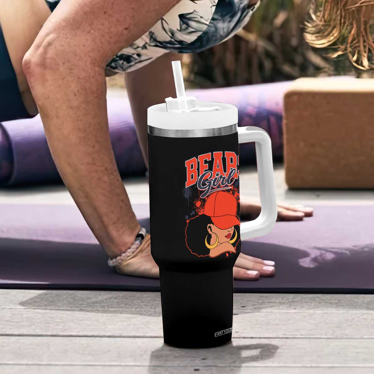 CFB Girl Tumbler With Handle Sports Fan Team Spirit Black Girls TS10 Print Your Wear