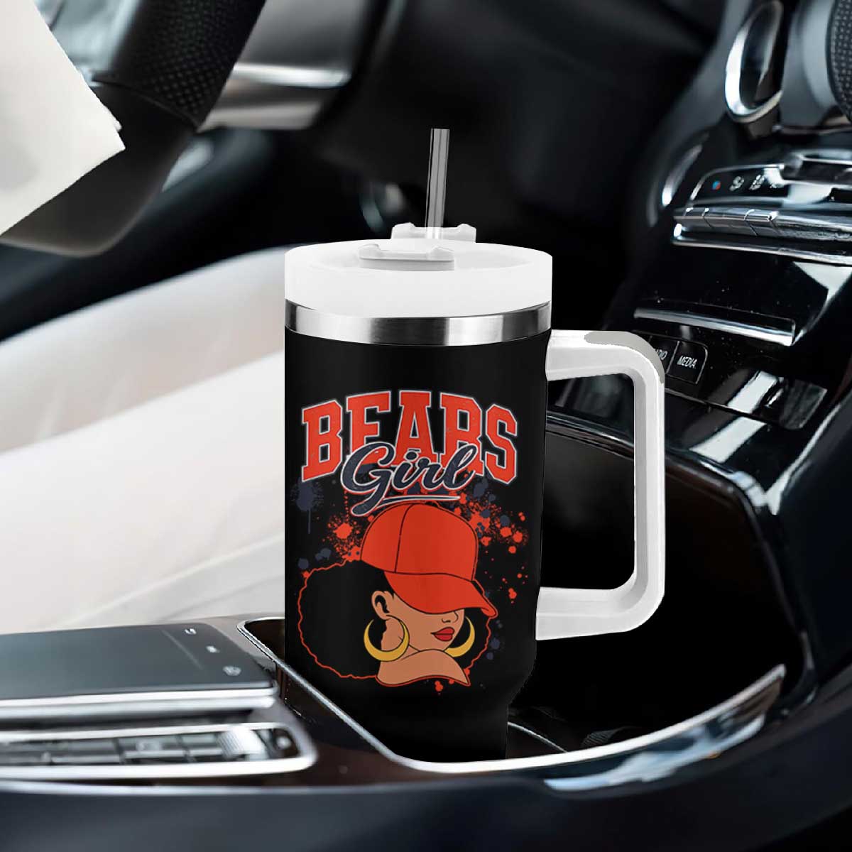 Bears Girl Tumbler With Handle Sports Fan Team Spirit Black Girls TS10 Print Your Wear