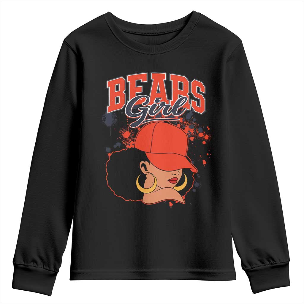 Bears Girl Youth Sweatshirt Sports Fan Team Spirit Black Girls TS10 Black Print Your Wear