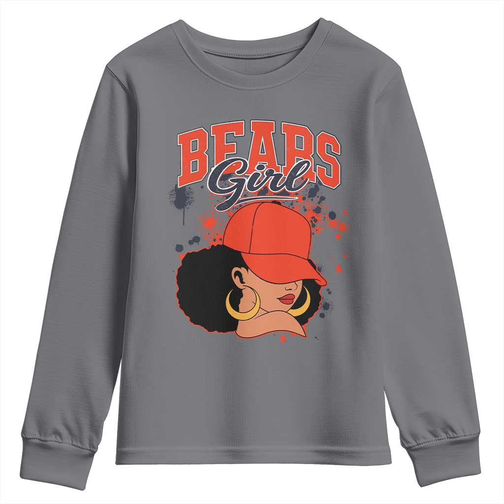 Bears Girl Youth Sweatshirt Sports Fan Team Spirit Black Girls TS10 Charcoal Print Your Wear