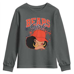 CFB Girl Youth Sweatshirt Sports Fan Team Spirit Black Girls TS10 Dark Heather Print Your Wear