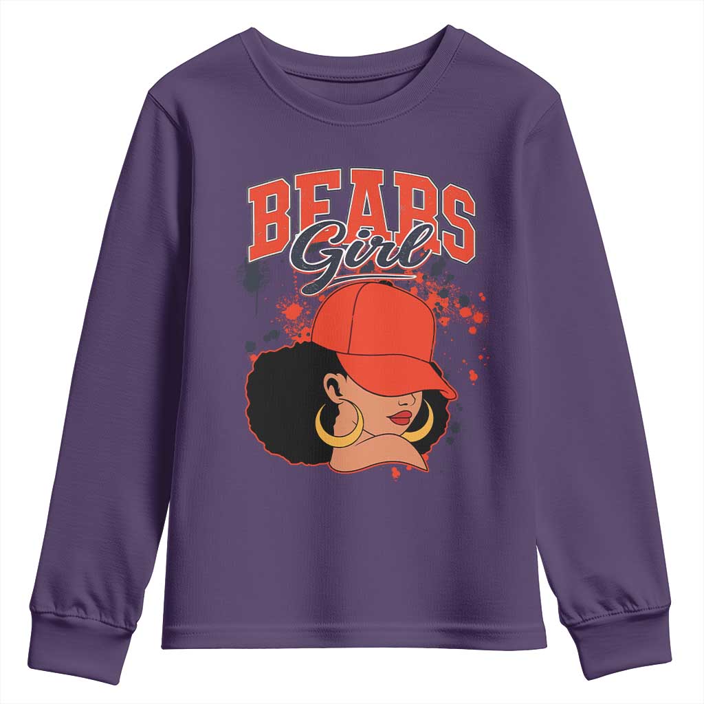 Bears Girl Youth Sweatshirt Sports Fan Team Spirit Black Girls TS10 Purple Print Your Wear