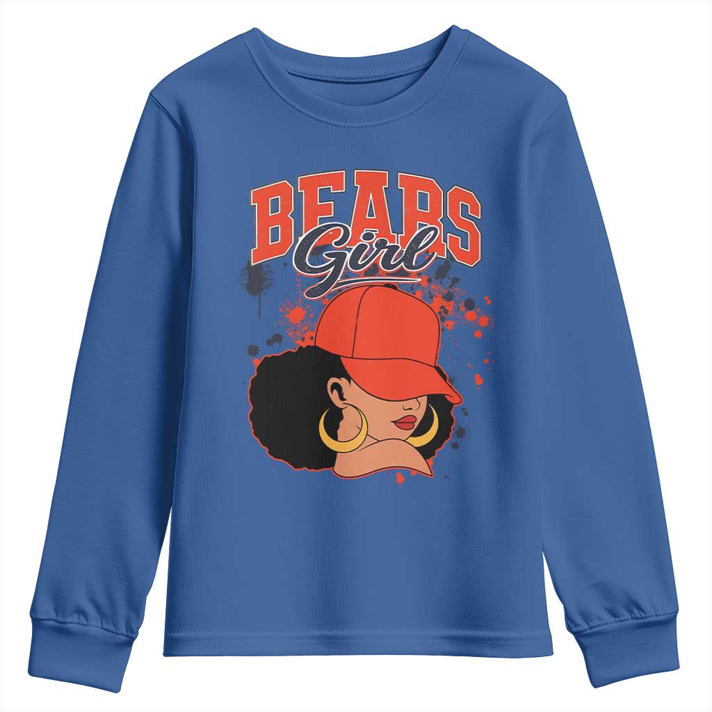 Bears Girl Youth Sweatshirt Sports Fan Team Spirit Black Girls TS10 Royal Blue Print Your Wear