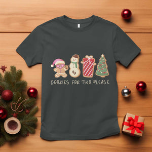 Christmas Pregnancy Announcement T Shirt Cookies For Two Please Xmas Maternity Gift TS10 Dark Heather Print Your Wear