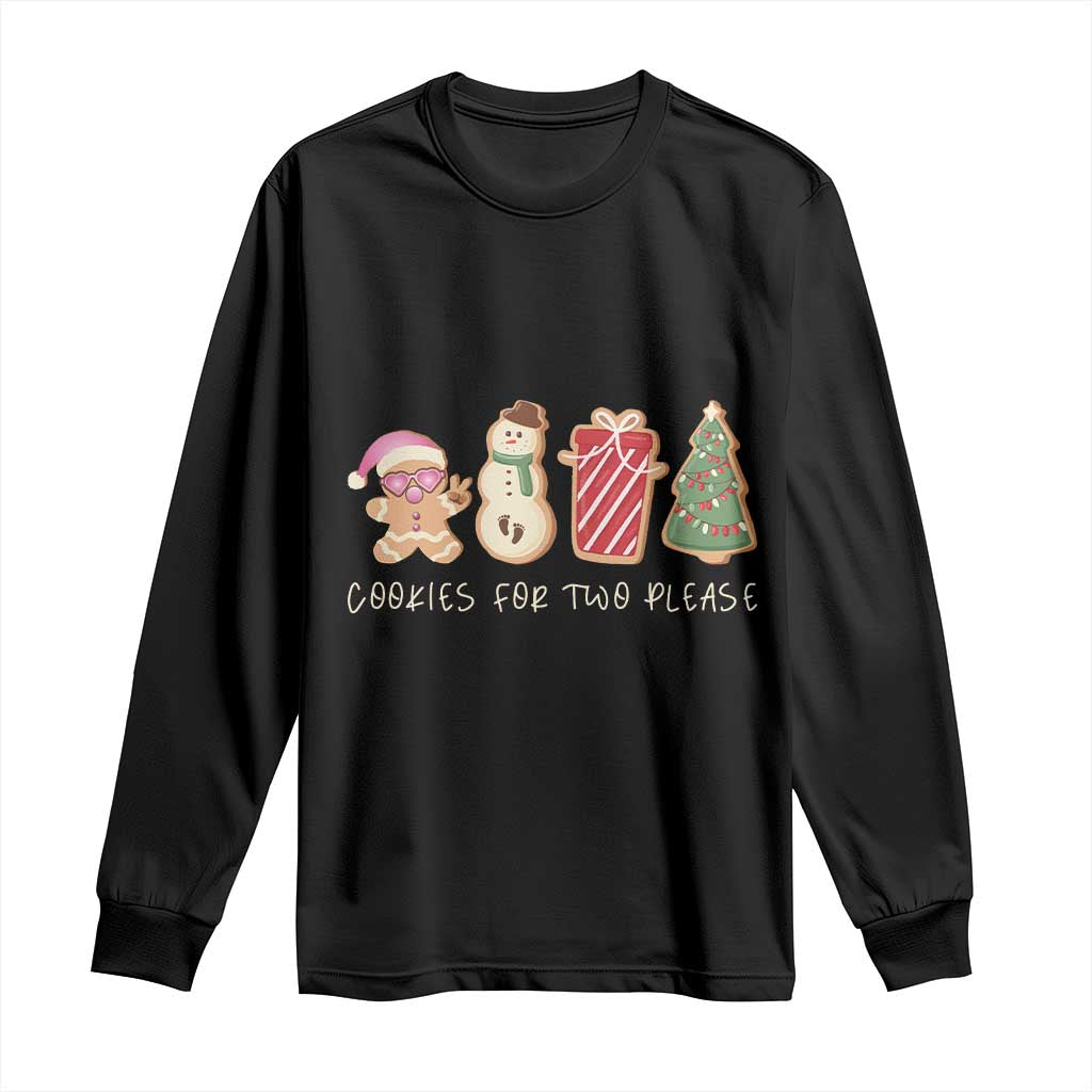 Christmas Pregnancy Announcement Long Sleeve Shirt Cookies For Two Please Xmas Maternity Gift TS10 Black Print Your Wear