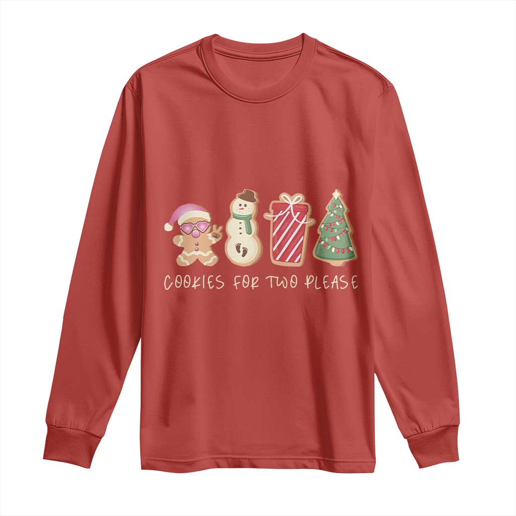 Christmas Pregnancy Announcement Long Sleeve Shirt Cookies For Two Please Xmas Maternity Gift TS10 Red Print Your Wear