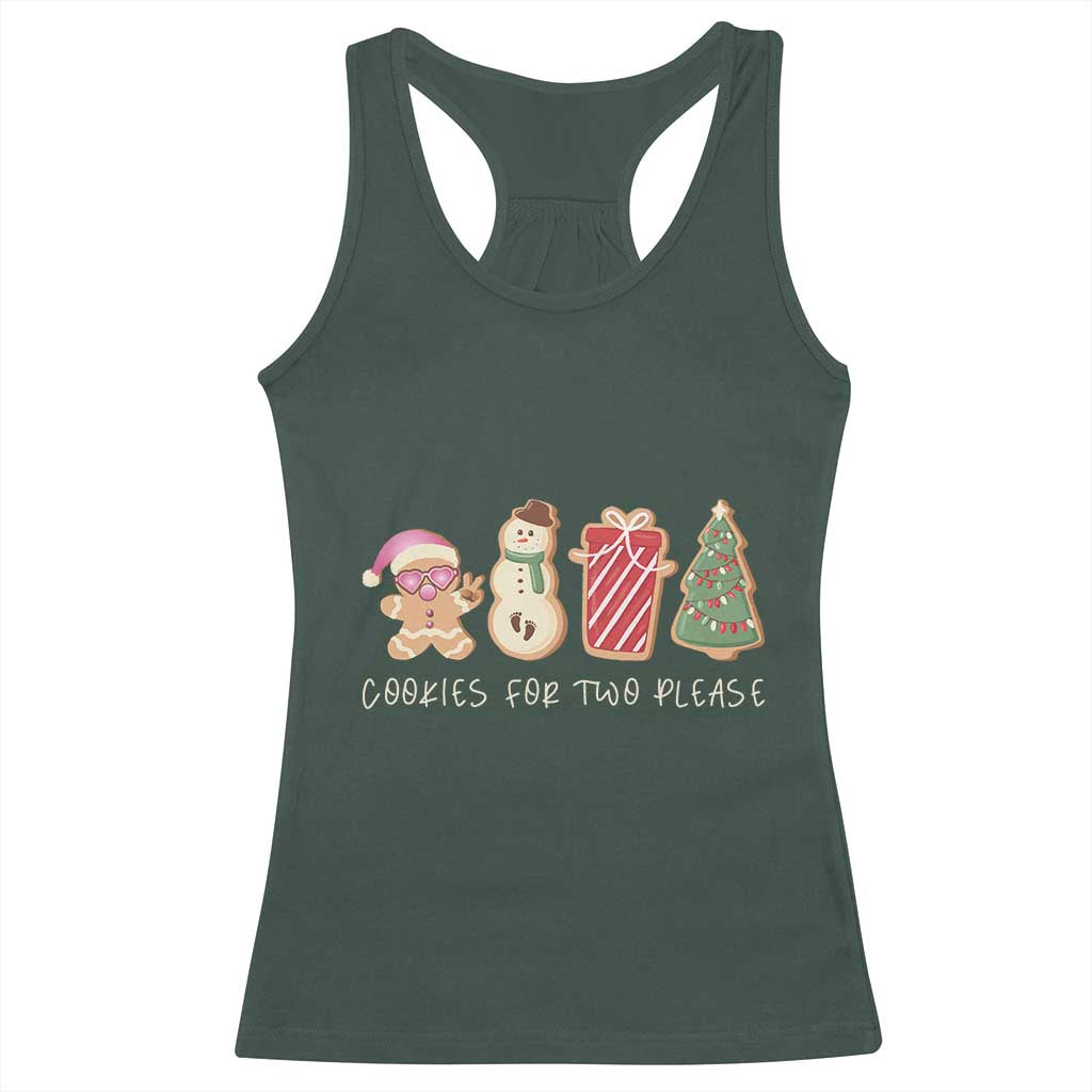 Christmas Pregnancy Announcement Racerback Tank Top Cookies For Two Please Xmas Maternity Gift TS10 Dark Forest Green Print Your Wear