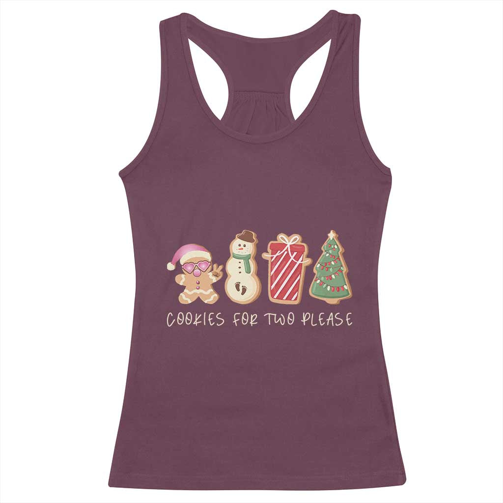 Christmas Pregnancy Announcement Racerback Tank Top Cookies For Two Please Xmas Maternity Gift TS10 Maroon Print Your Wear