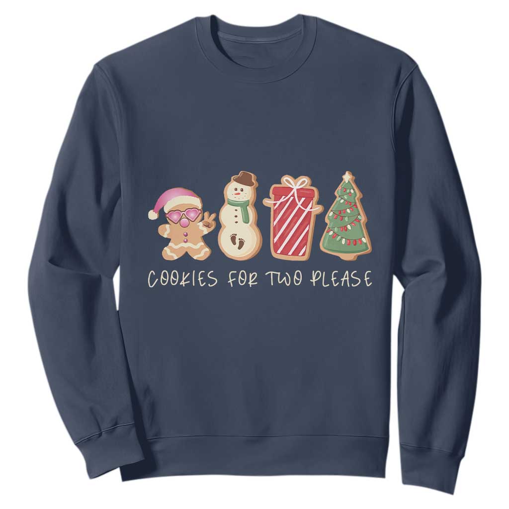 Christmas Pregnancy Announcement Sweatshirt Cookies For Two Please Xmas Maternity Gift TS10 Navy Print Your Wear
