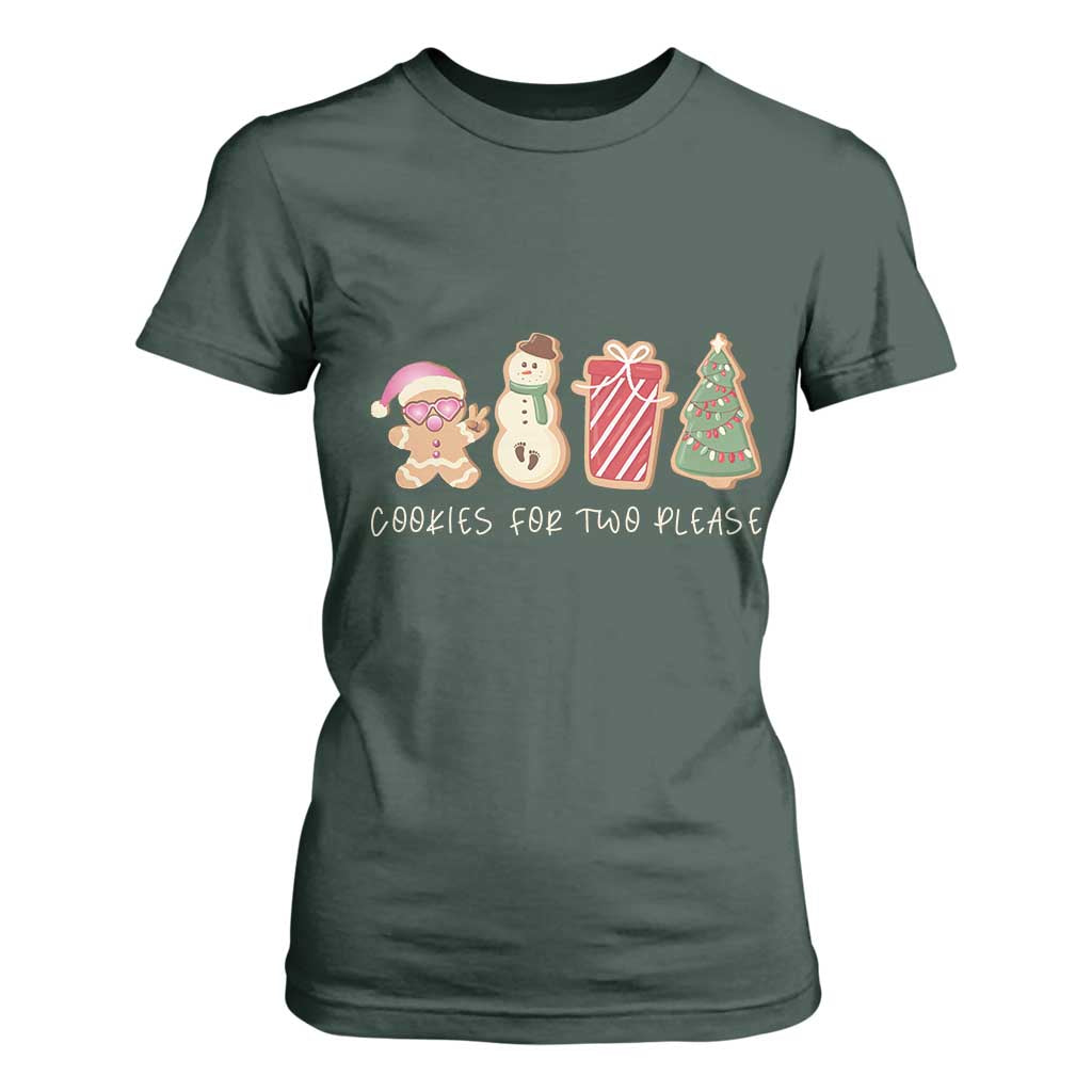 Christmas Pregnancy Announcement T Shirt For Women Cookies For Two Please Xmas Maternity Gift TS10 Dark Forest Green Print Your Wear