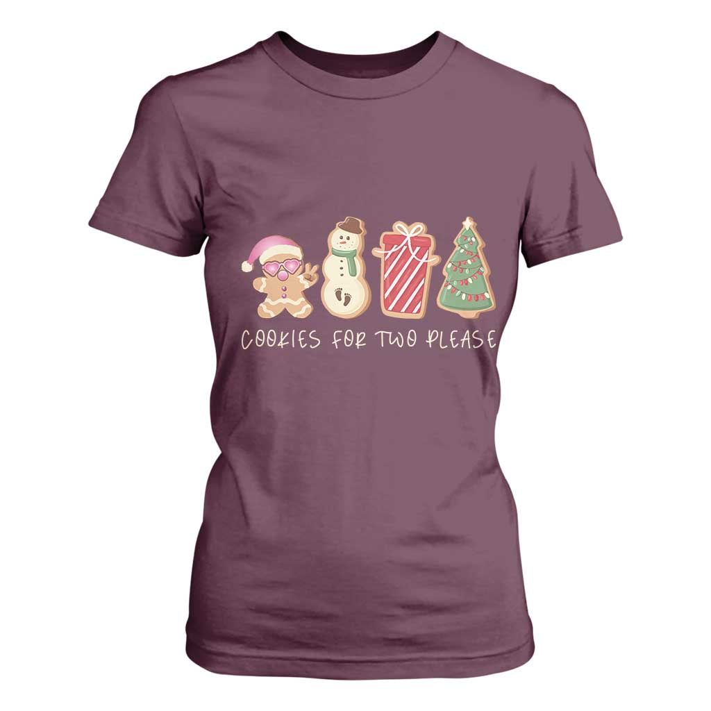 Christmas Pregnancy Announcement T Shirt For Women Cookies For Two Please Xmas Maternity Gift TS10 Maroon Print Your Wear