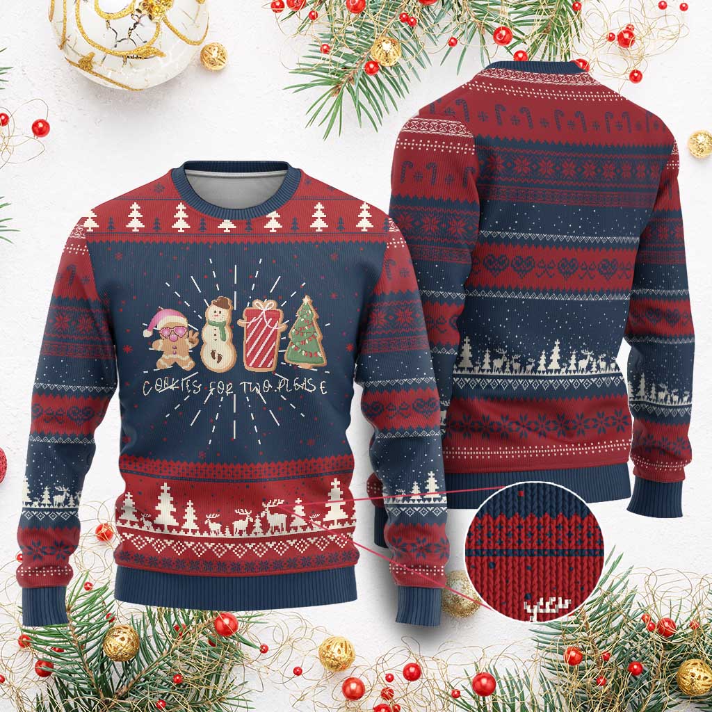 Pregnancy Announcement Ugly Christmas Sweater Cookies For Two Please Xmas Maternity Gift TS10 Burgundy Print Your Wear