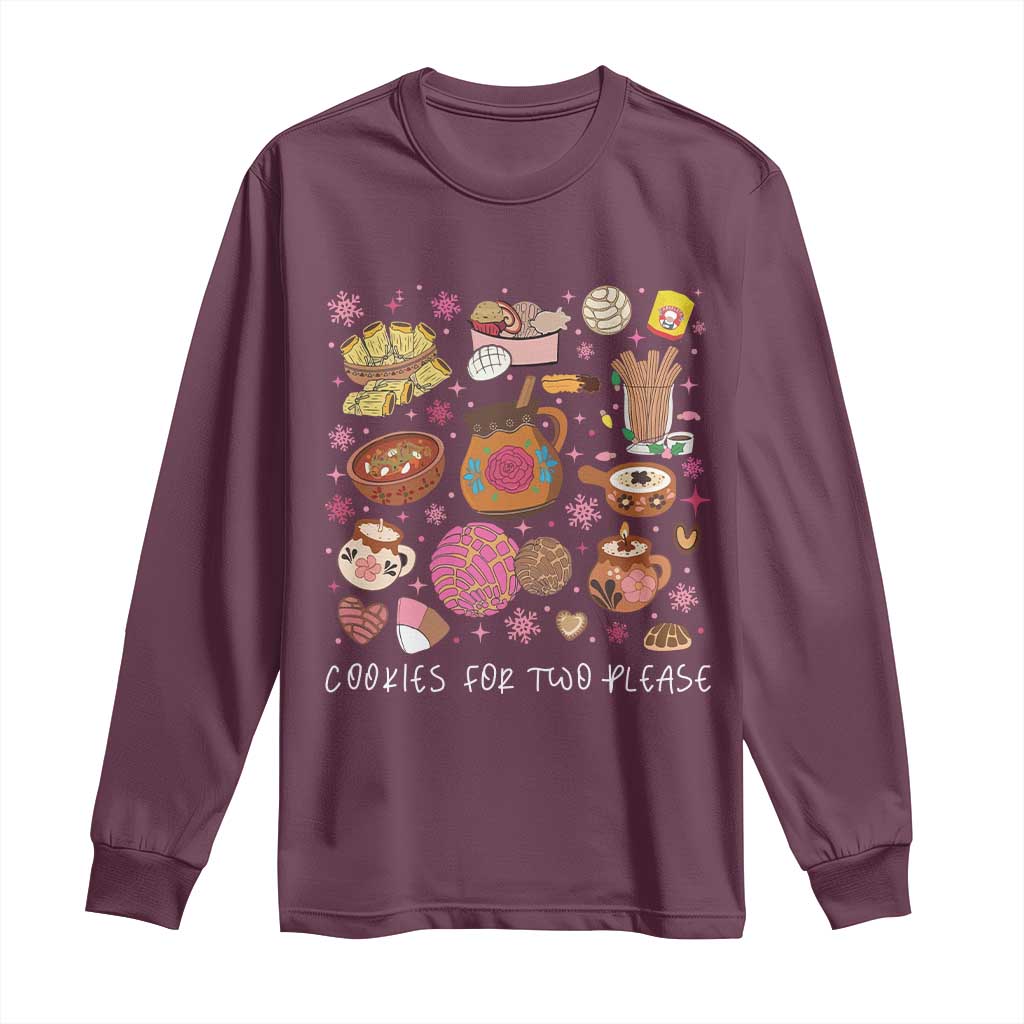 Mexican Christmas Pregnancy Announcement Long Sleeve Shirt Cookies For Two Please Xmas Maternity Gift TS10 Maroon Print Your Wear