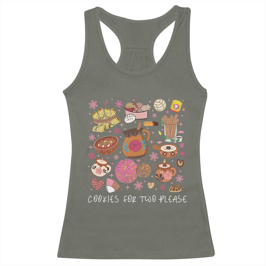 Mexican Christmas Pregnancy Announcement Racerback Tank Top Cookies For Two Please Xmas Maternity Gift TS10 Military Green Print Your Wear