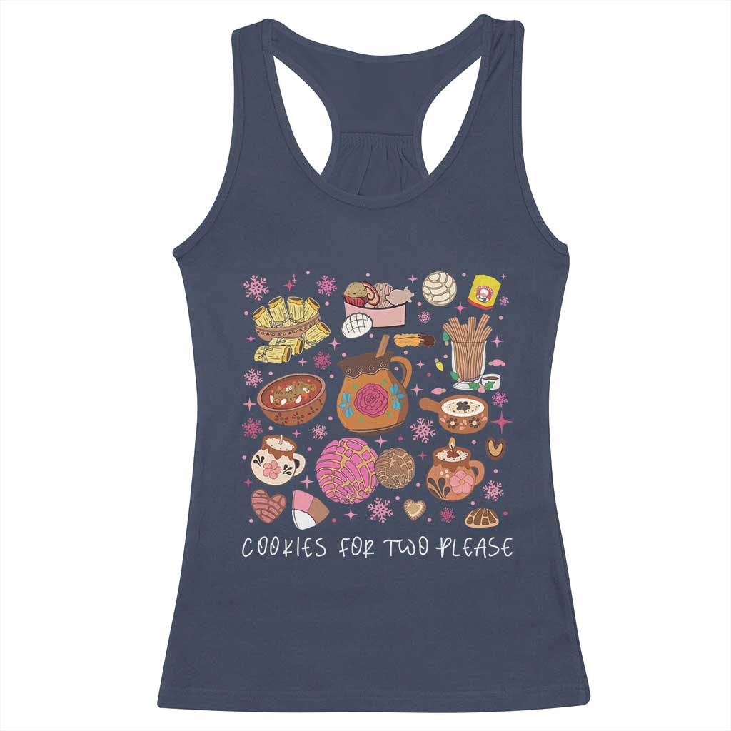 Mexican Christmas Pregnancy Announcement Racerback Tank Top Cookies For Two Please Xmas Maternity Gift TS10 Navy Print Your Wear