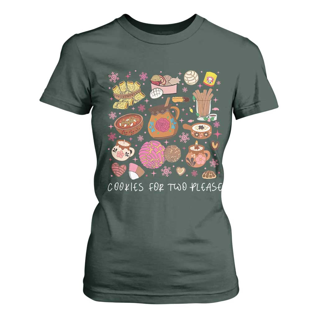 Mexican Christmas Pregnancy Announcement T Shirt For Women Cookies For Two Please Xmas Maternity Gift TS10 Dark Forest Green Print Your Wear