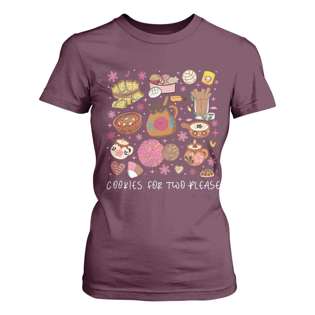 Mexican Christmas Pregnancy Announcement T Shirt For Women Cookies For Two Please Xmas Maternity Gift TS10 Maroon Print Your Wear