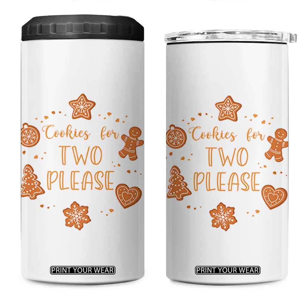 Christmas Pregnant 4 in 1 Can Cooler Tumbler Cookies For Two Please Pregnancy Announcement TS10 One Size: 16 oz White Print Your Wear