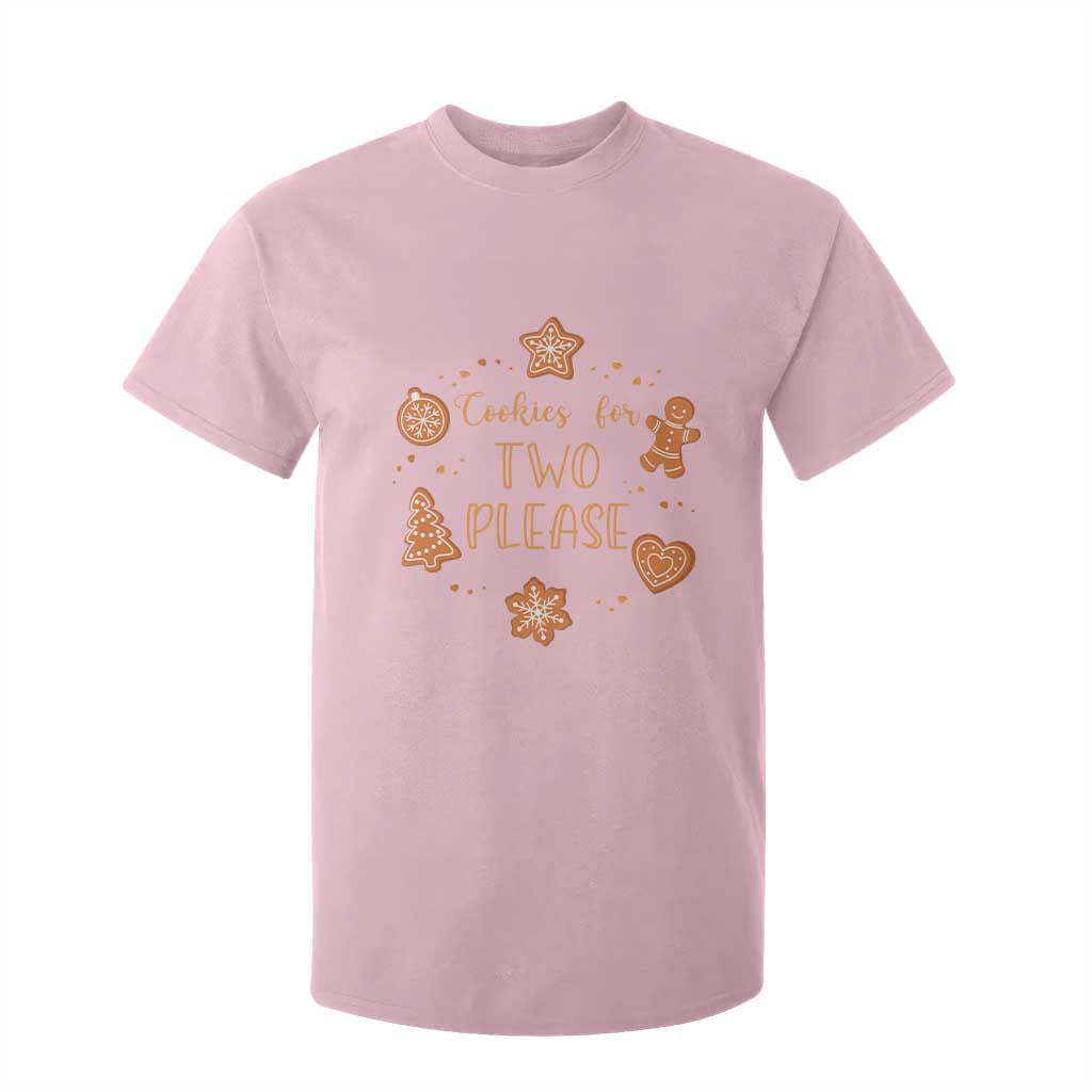 Christmas Pregnant T Shirt For Kid Cookies For Two Please Pregnancy Announcement TS10 Light Pink Print Your Wear