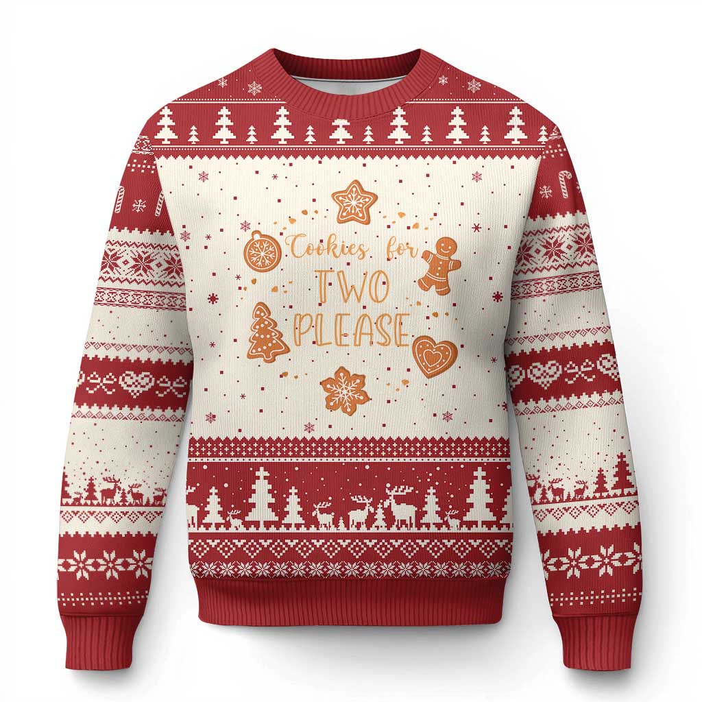 Xmas Pregnant Ugly Christmas Sweater Cookies For Two Please Pregnancy Announcement TS10 Beige Red Print Your Wear